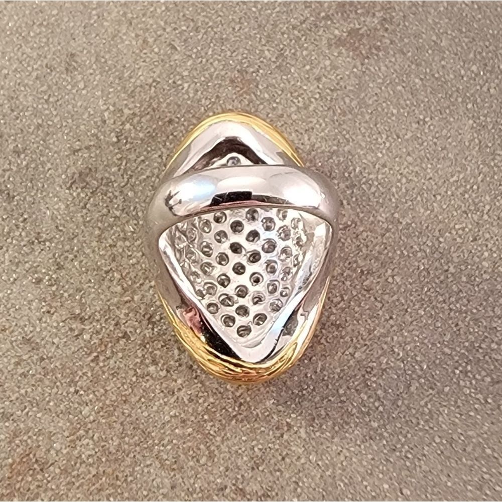 Sterling Two Tone CZ Invisible Set Statement Ring - Picture 7 of 9
